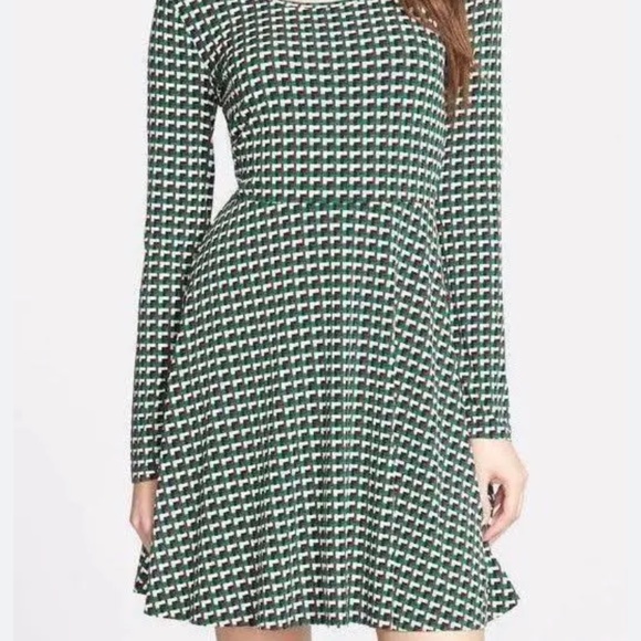 Michael Kors fit snd flare palmetto green patterned dress. Worn twice - Picture 1 of 7